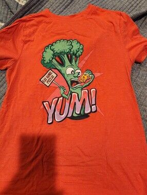Cat & Jack Kids YUM! Broccoli Graphic Tee - Orange Size 14